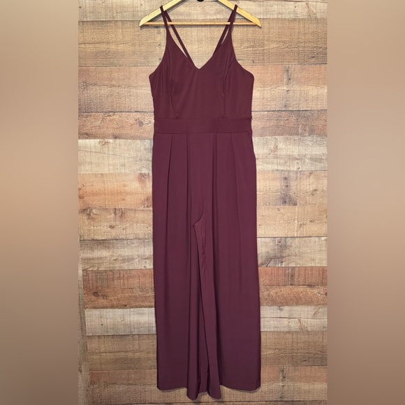 Halara Breezeful Backless Wide Leg Jumpsuit Amaranth Burgundy size Large - Picture 4 of 11